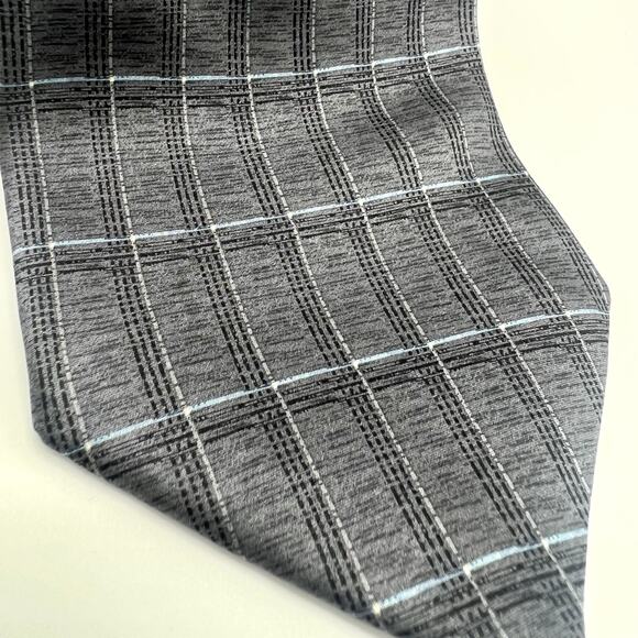 100% Silk Chereskin Gray Plaid Tie - Picture 2 of 5